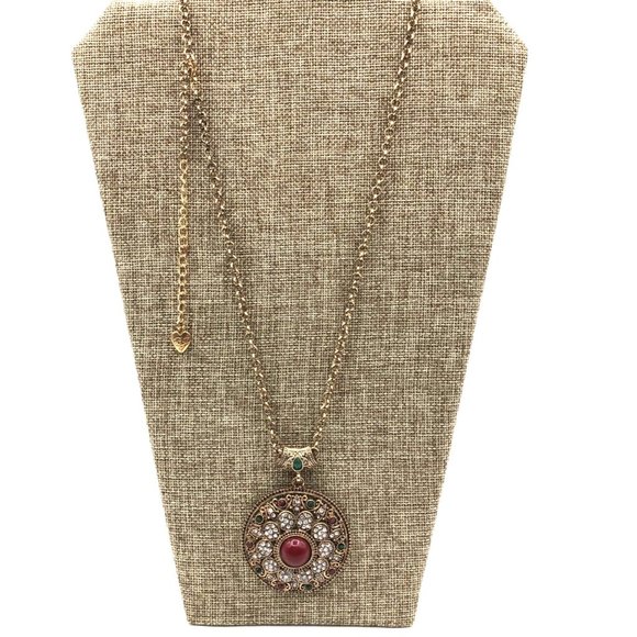 Betsey Johnson Retired Mughal Style Statement Pendant Necklace 24" - Picture 1 of 8